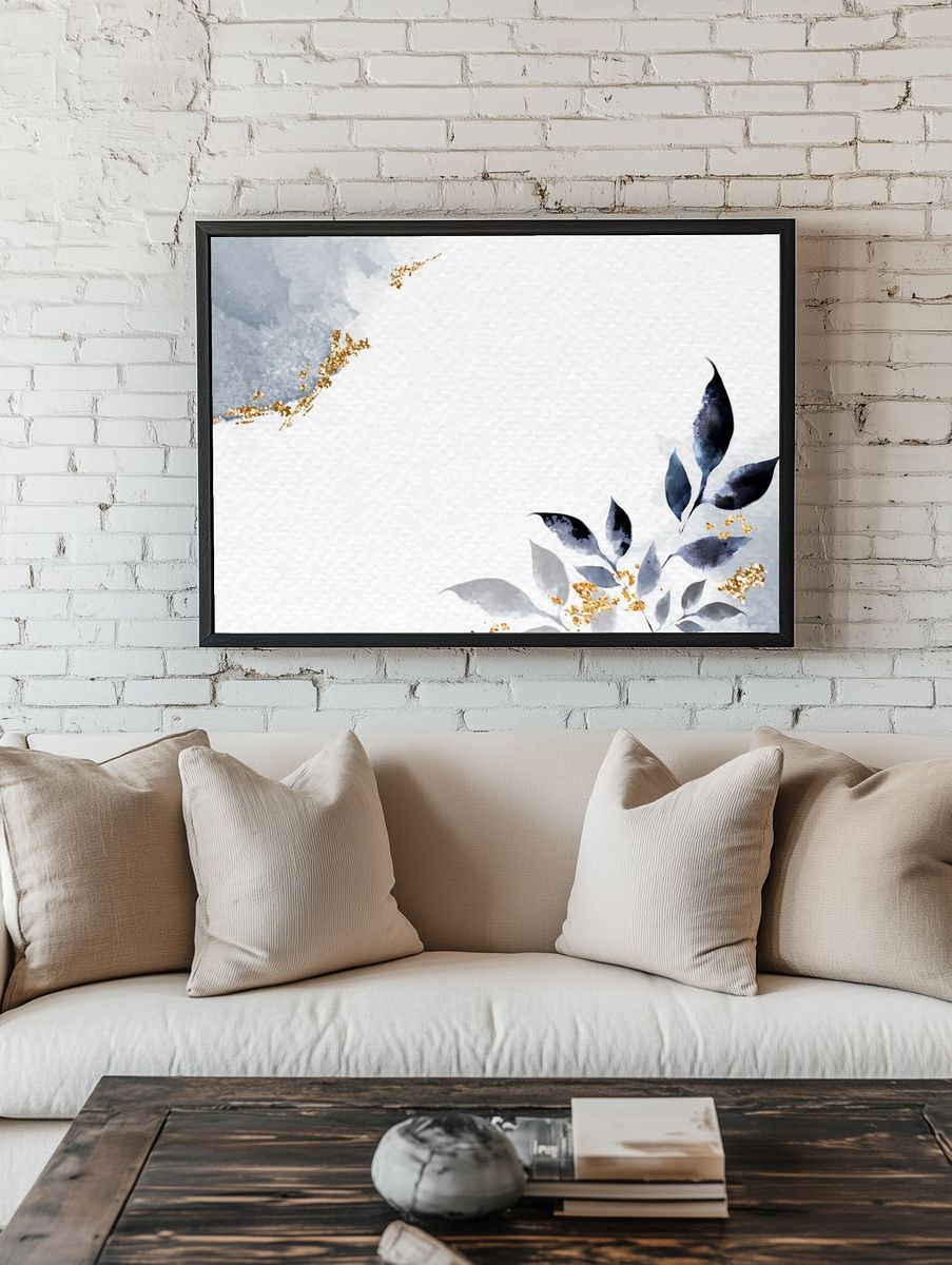Elegant Leaves Watercolor Poster. — room view 1