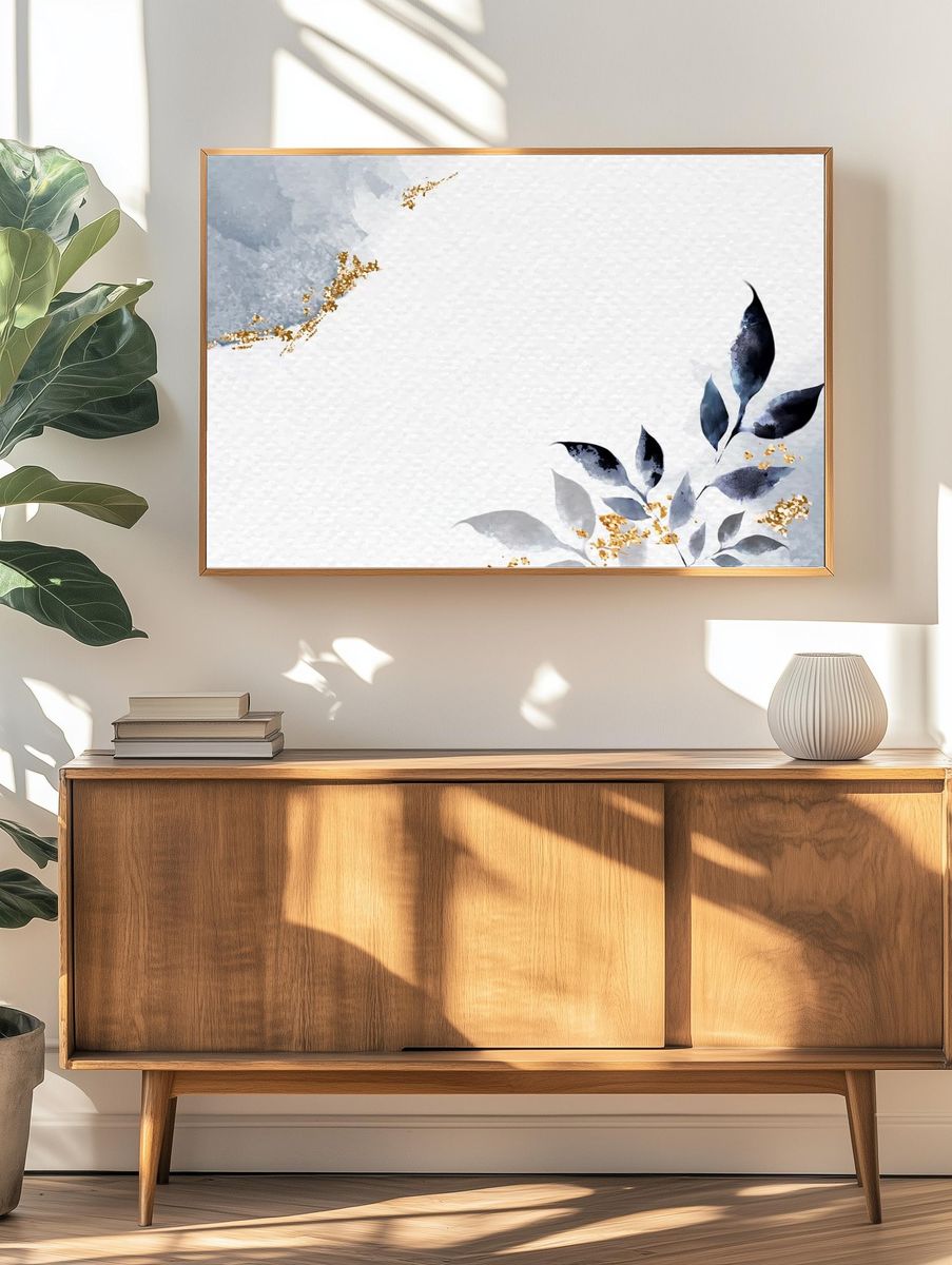 Elegant Leaves Watercolor Poster. — room view 3