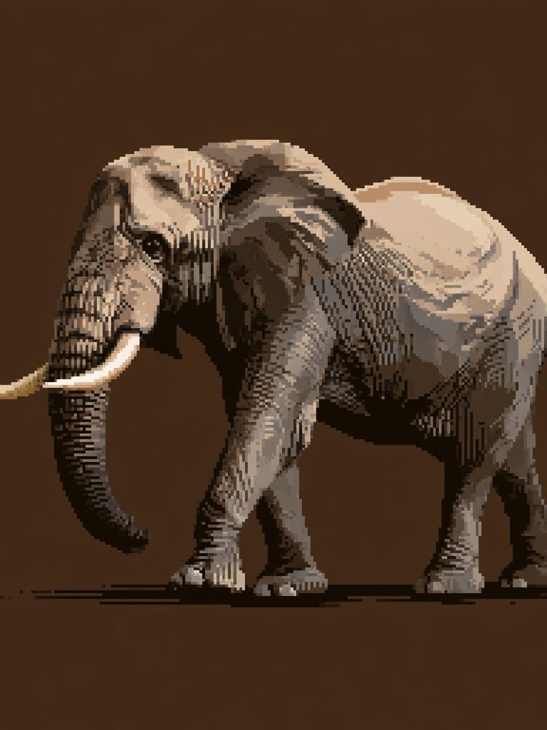 Elephant Pixel Art Poster. poster — animals art