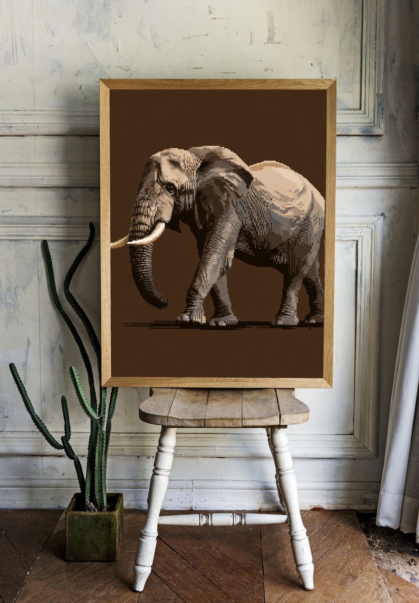 Elephant Pixel Art Poster. room preview