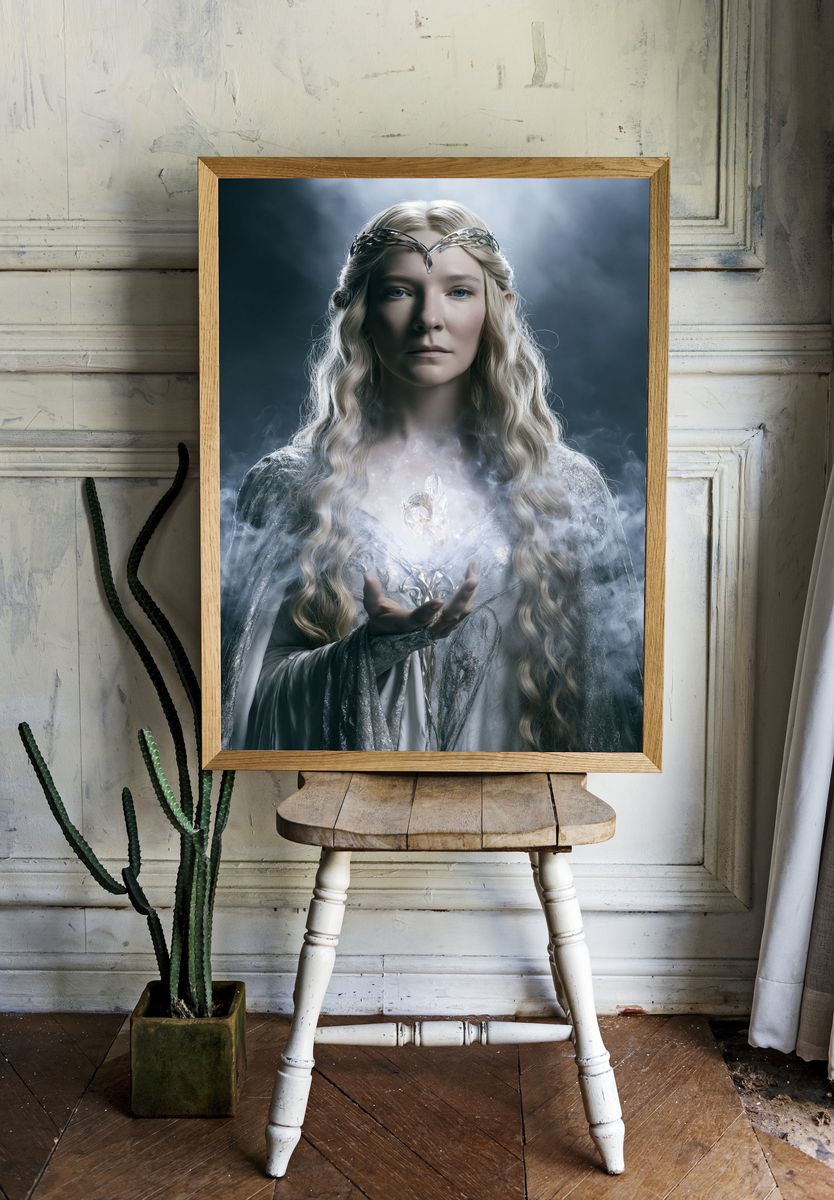 Elven Sorceress Portrait Print. room preview
