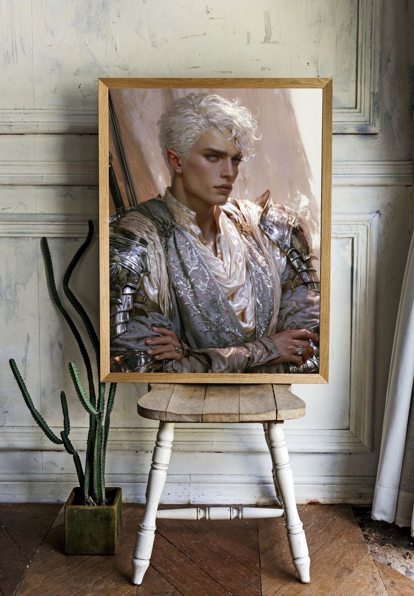 Elven Knight Portrait Print. — room view 1