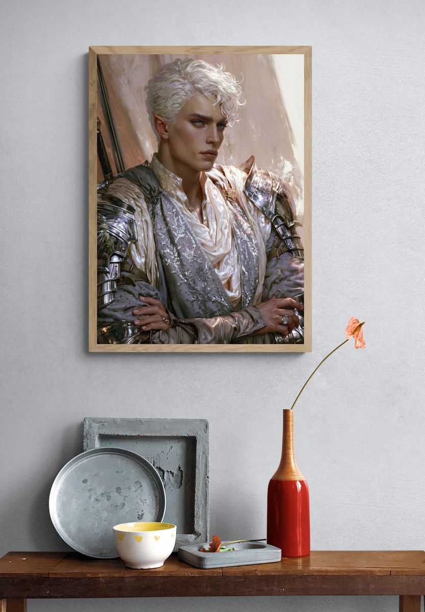Elven Knight Portrait Print. — room view 3