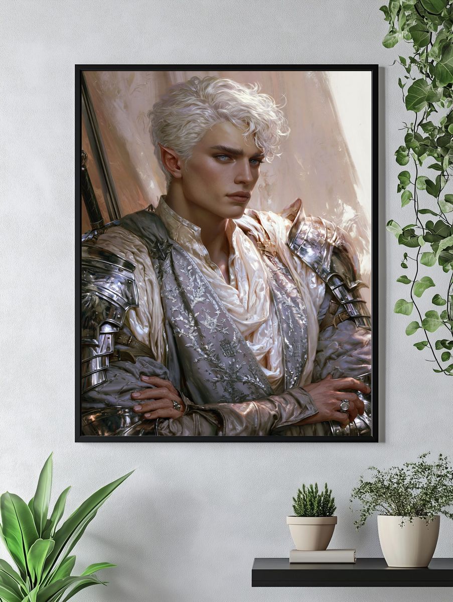 Elven Knight Portrait Print. — room view 4