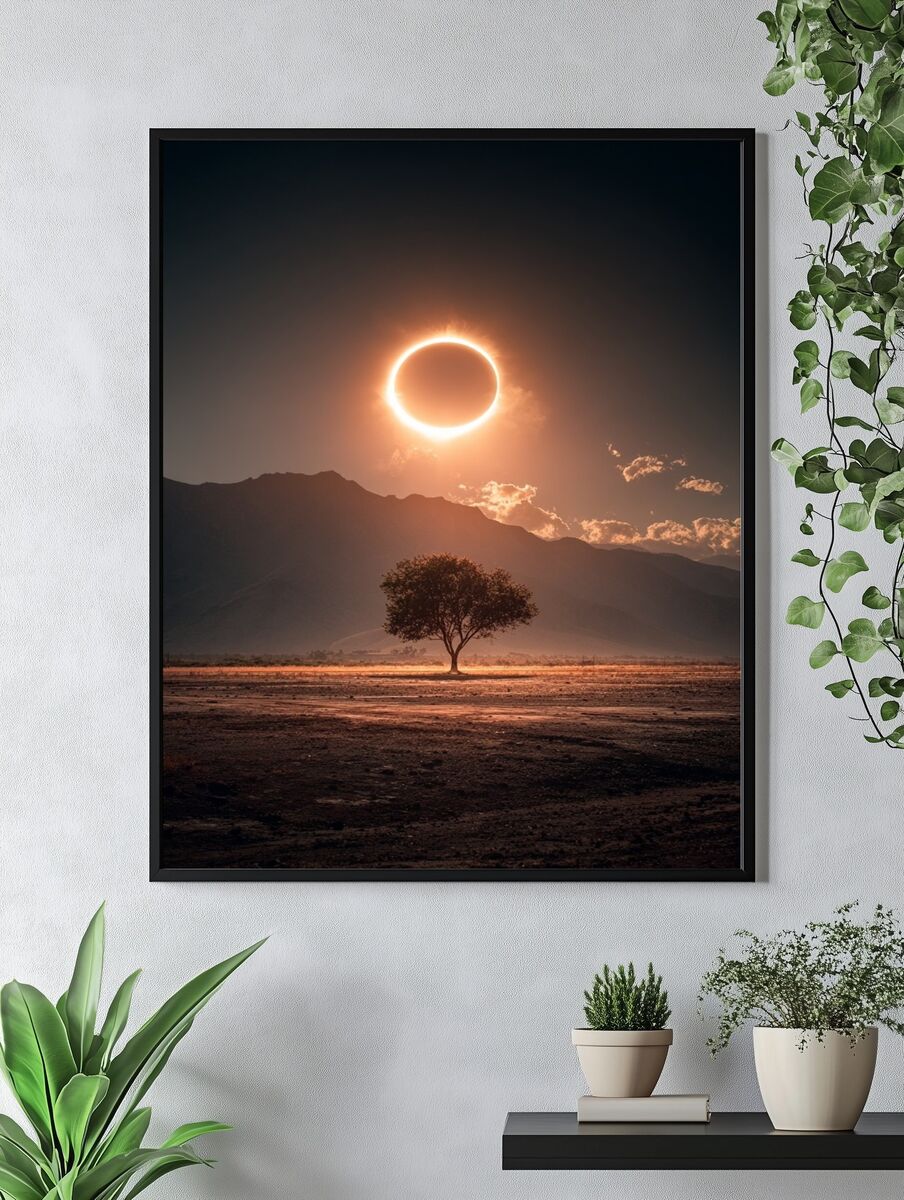 Eclipse Over Mountains — Photography Print. — room view 4