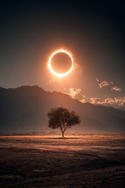 Eclipse Over Mountains