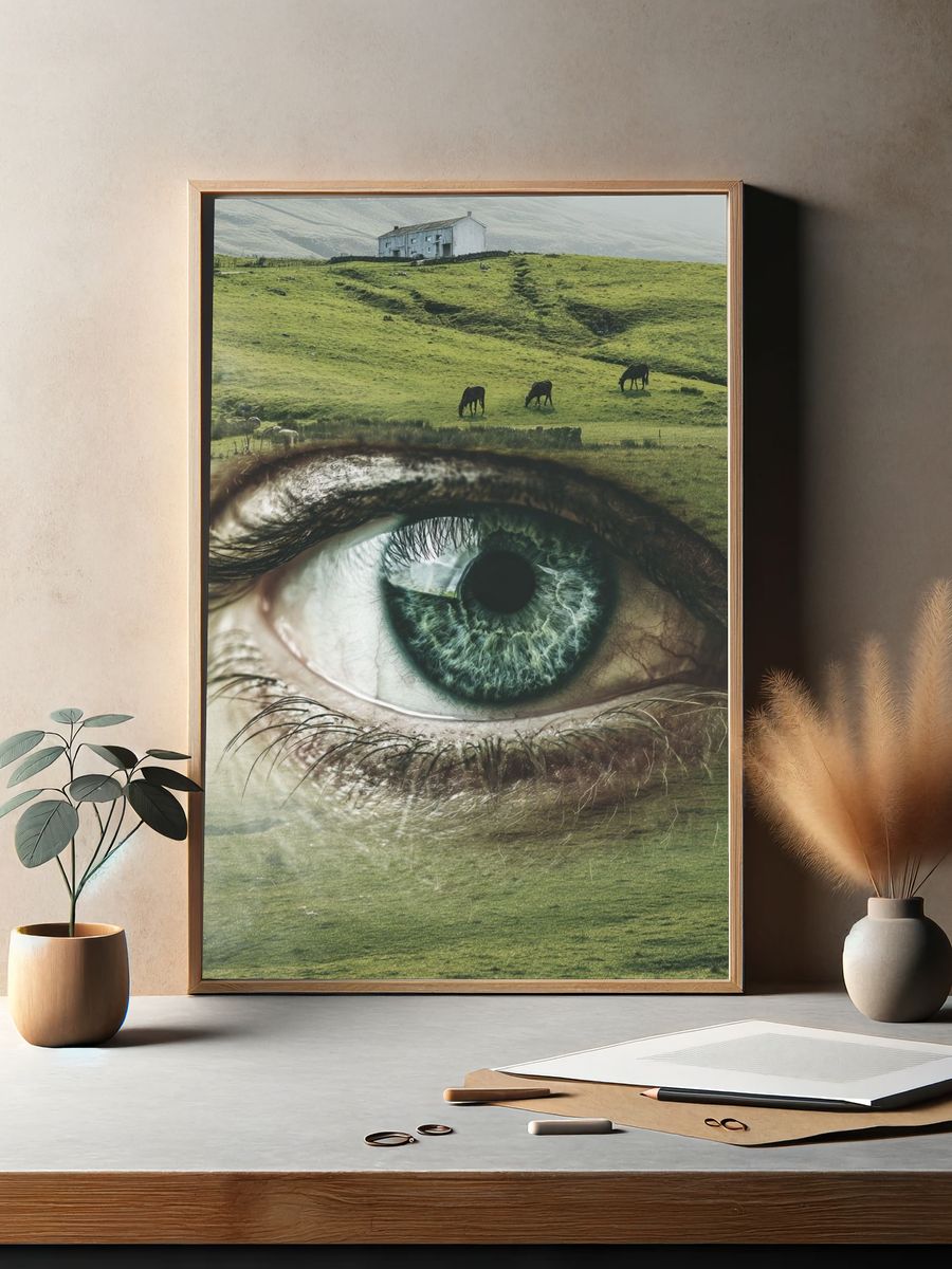 Eye Overlooking Green Pastures — Fine Art Print. — room view 2
