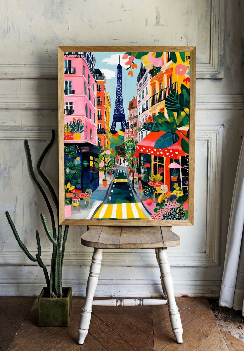 Eiffel Tower in Paris — Colorful Print. — room view 1