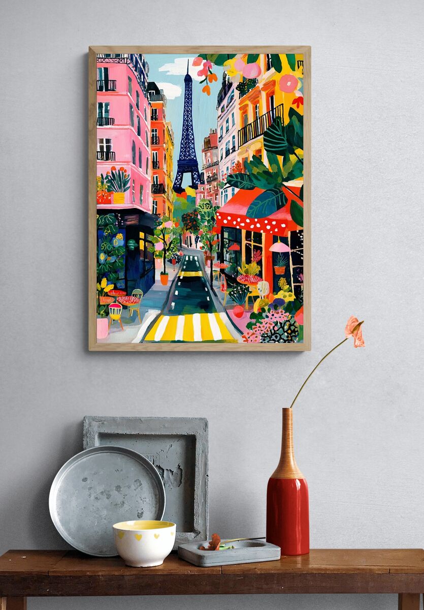 Eiffel Tower in Paris — Colorful Print. — room view 3