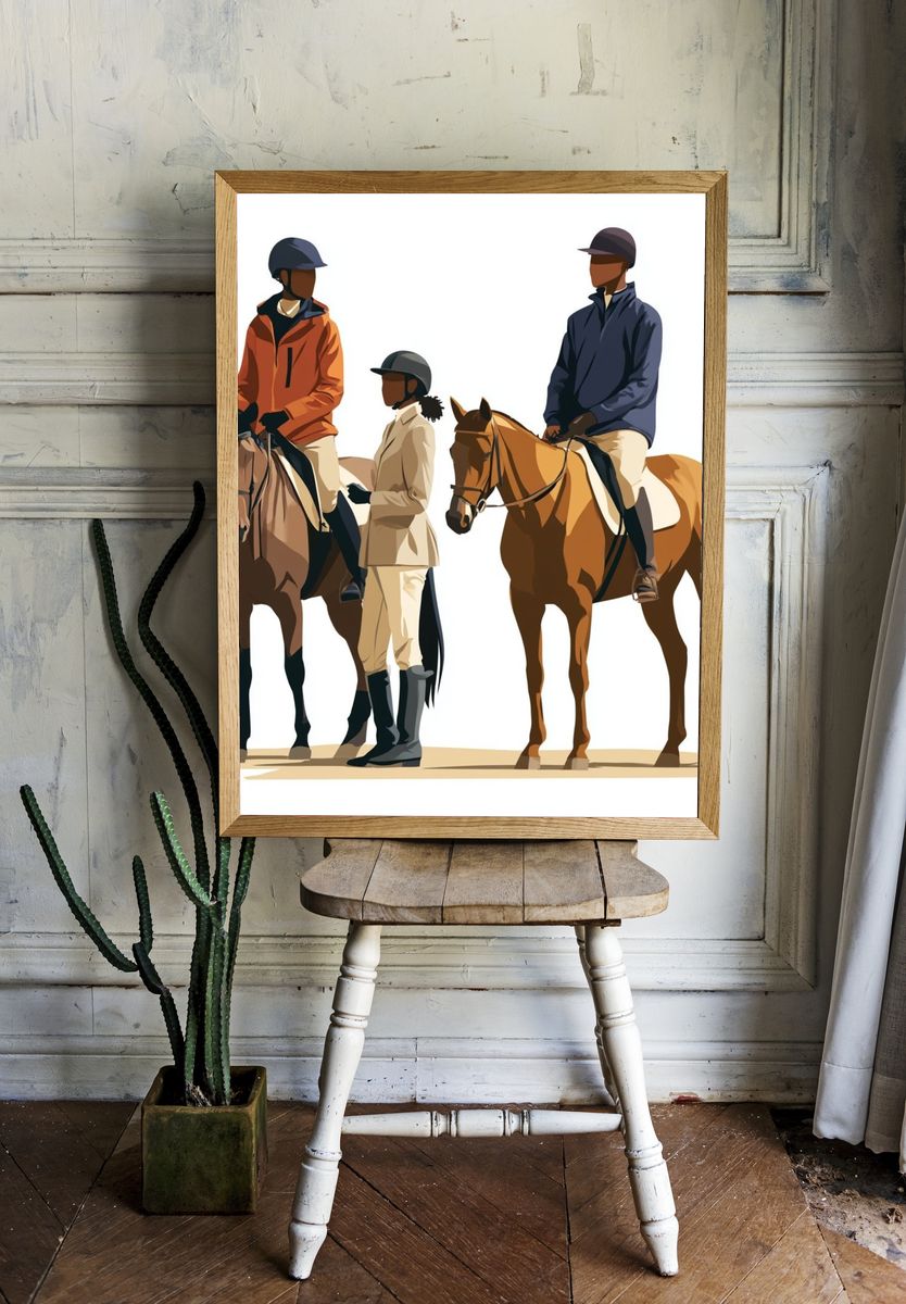 Equestrian Riders Illustration Poster. room preview