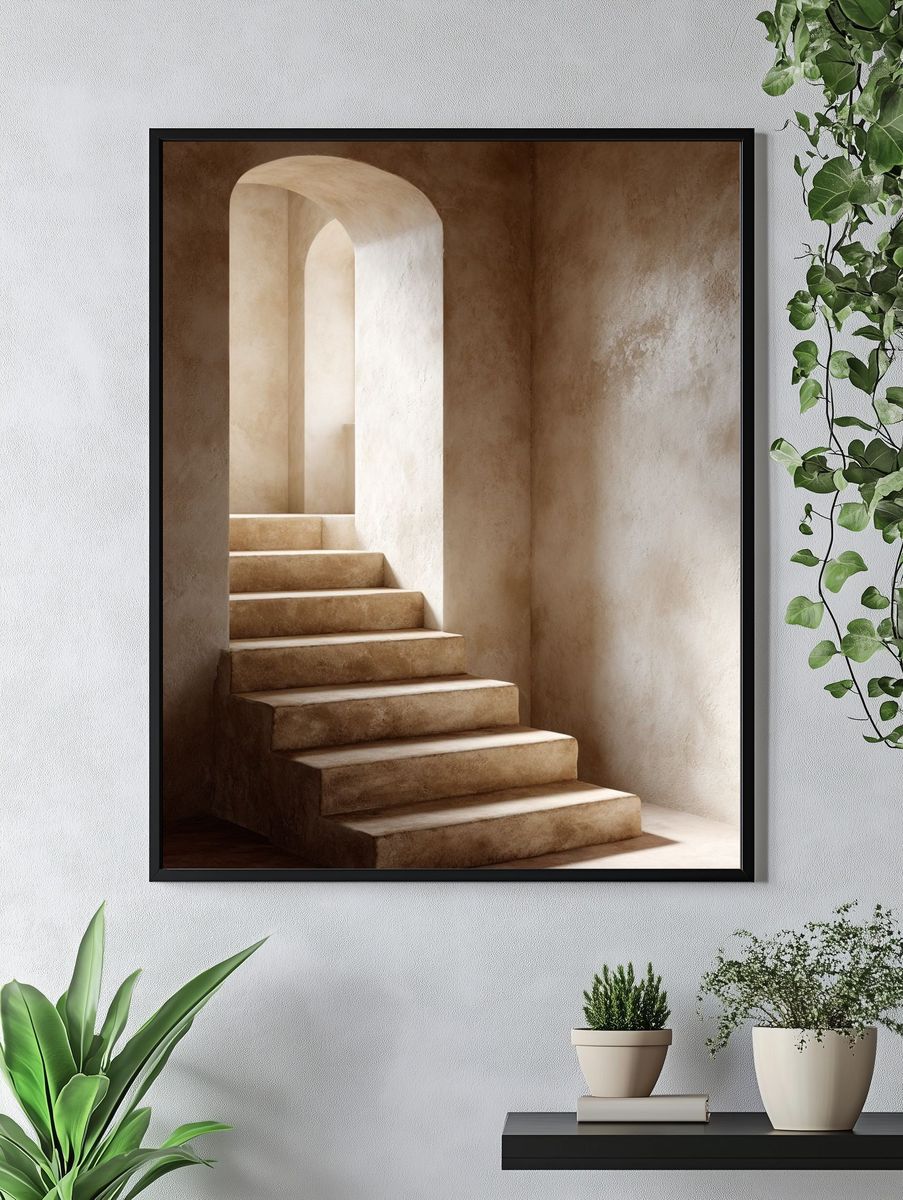 Elegant Staircase — Minimalist Print. — room view 4