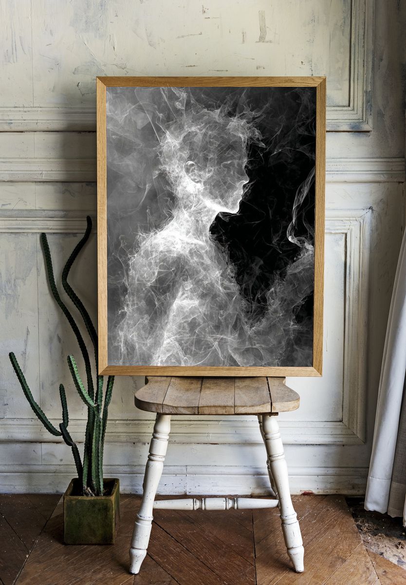 Ethereal Smoke Silhouette Poster. — room view 1