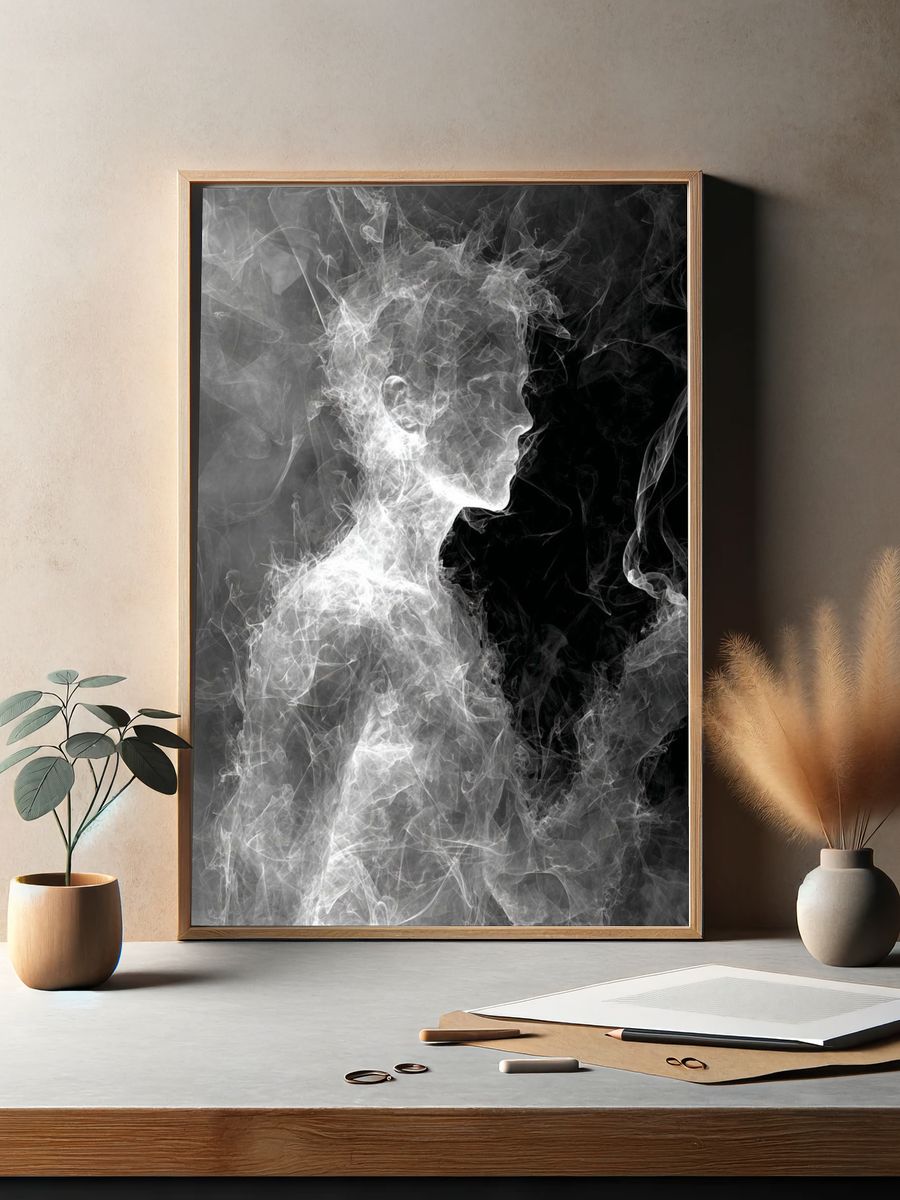 Ethereal Smoke Silhouette Poster. — room view 2