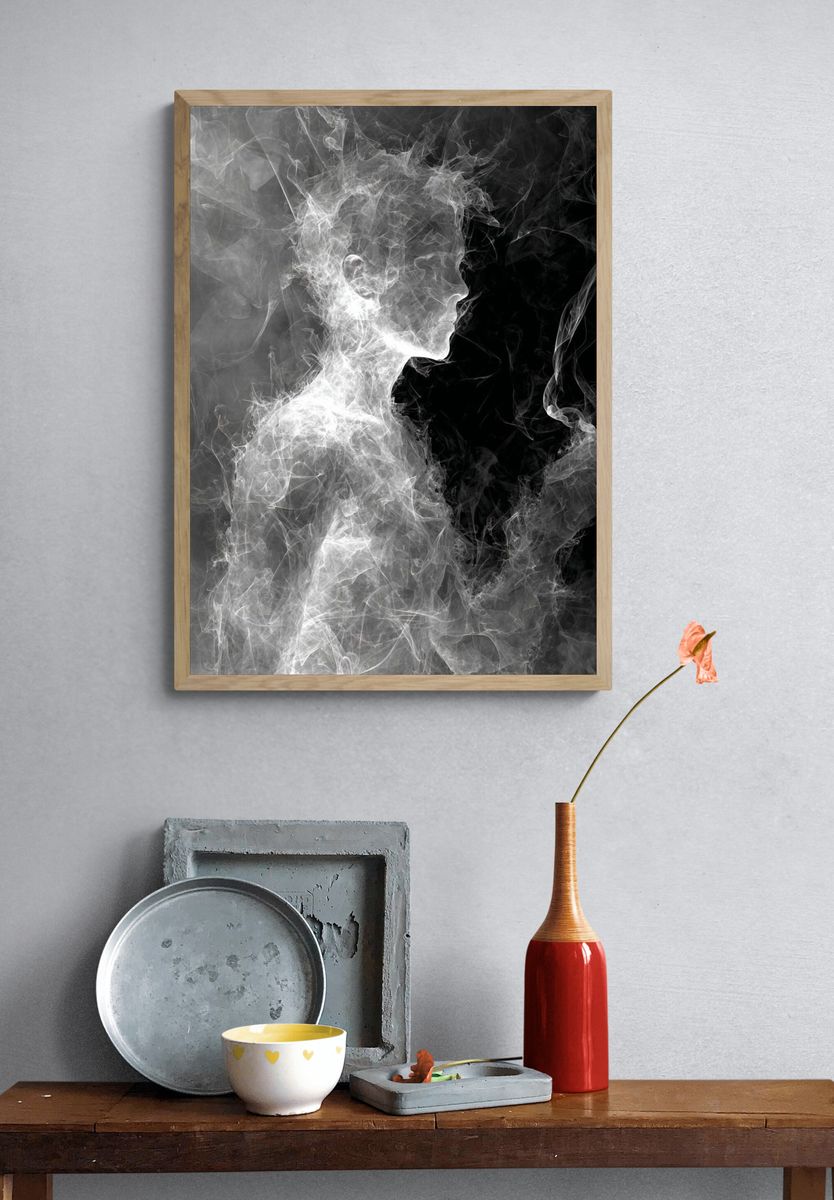 Ethereal Smoke Silhouette Poster. — room view 3