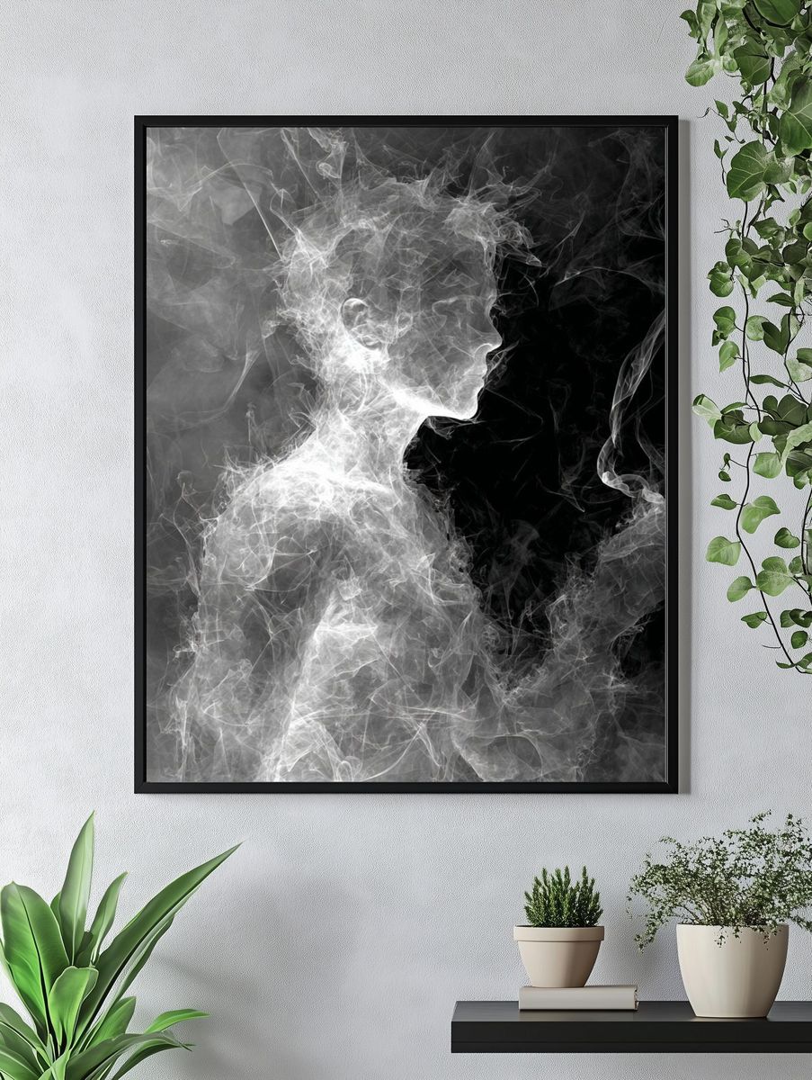 Ethereal Smoke Silhouette Poster. — room view 4