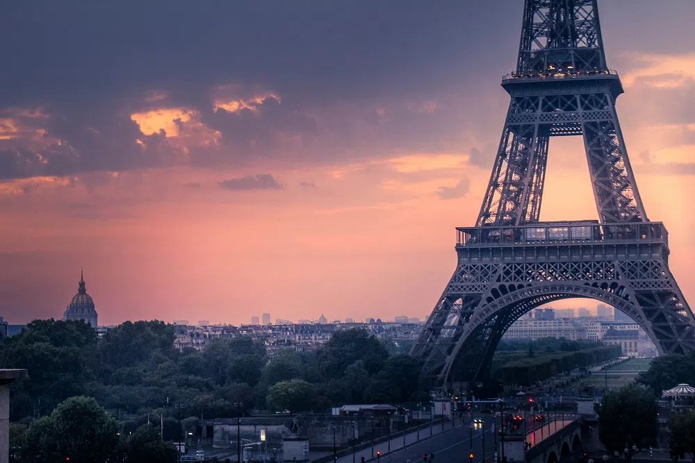 Eiffel Tower at Sunset Poster. poster detail