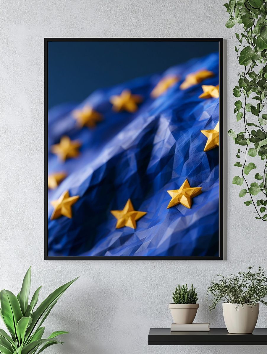 European Stars Blue Abstract Poster. — room view 4