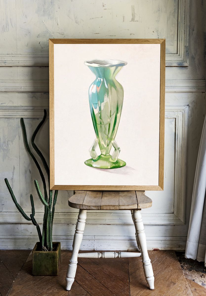 Elegant Green Vase — Fine Art Print. — room view 1