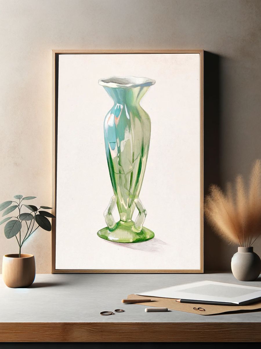 Elegant Green Vase — Fine Art Print. — room view 2