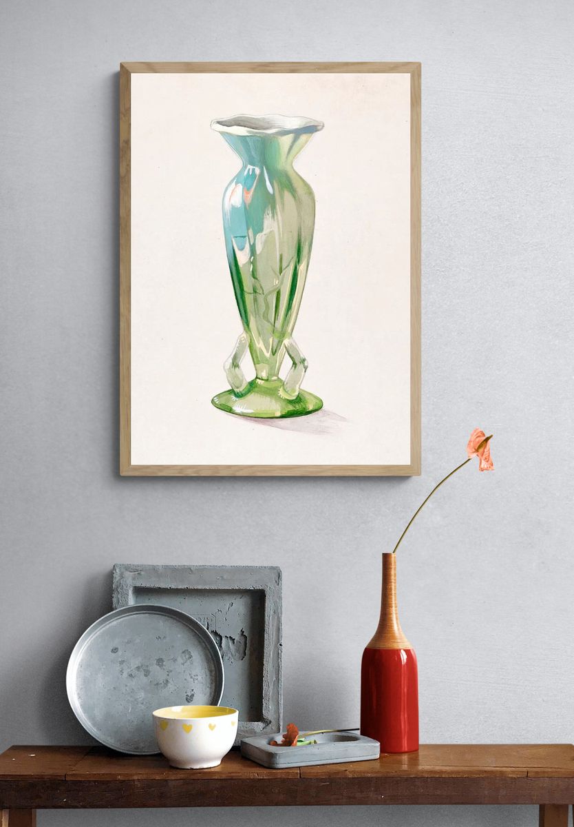 Elegant Green Vase — Fine Art Print. — room view 3