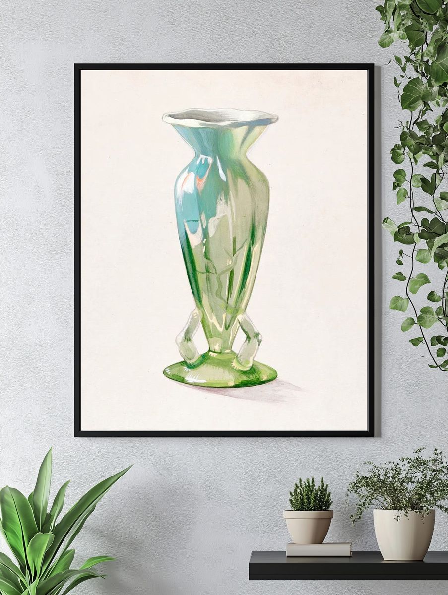 Elegant Green Vase — Fine Art Print. — room view 4