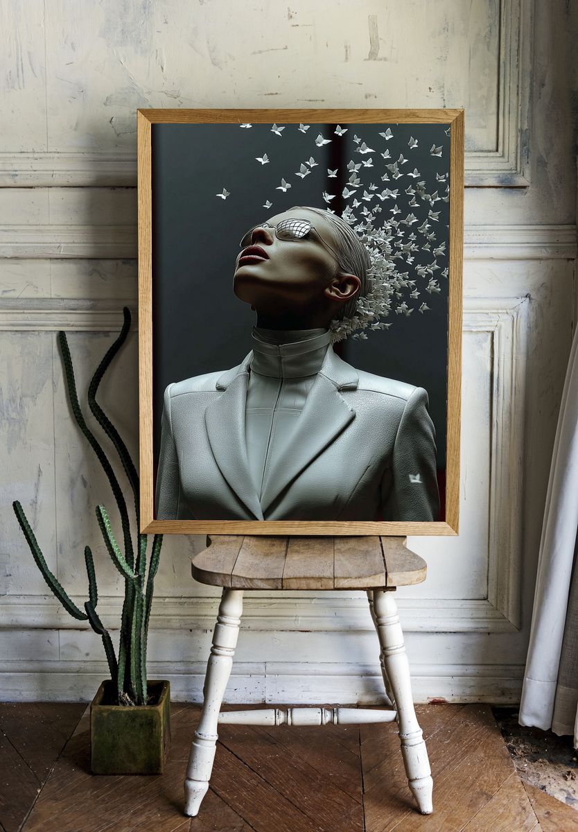 Ethereal Woman with Butterflies — Fine Art Print. — room view 1