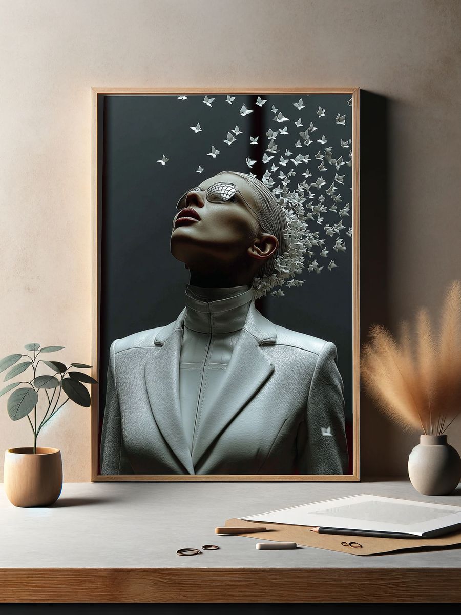 Ethereal Woman with Butterflies — Fine Art Print. — room view 2