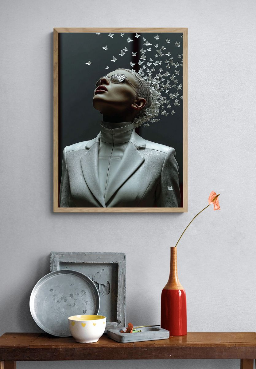 Ethereal Woman with Butterflies — Fine Art Print. — room view 3
