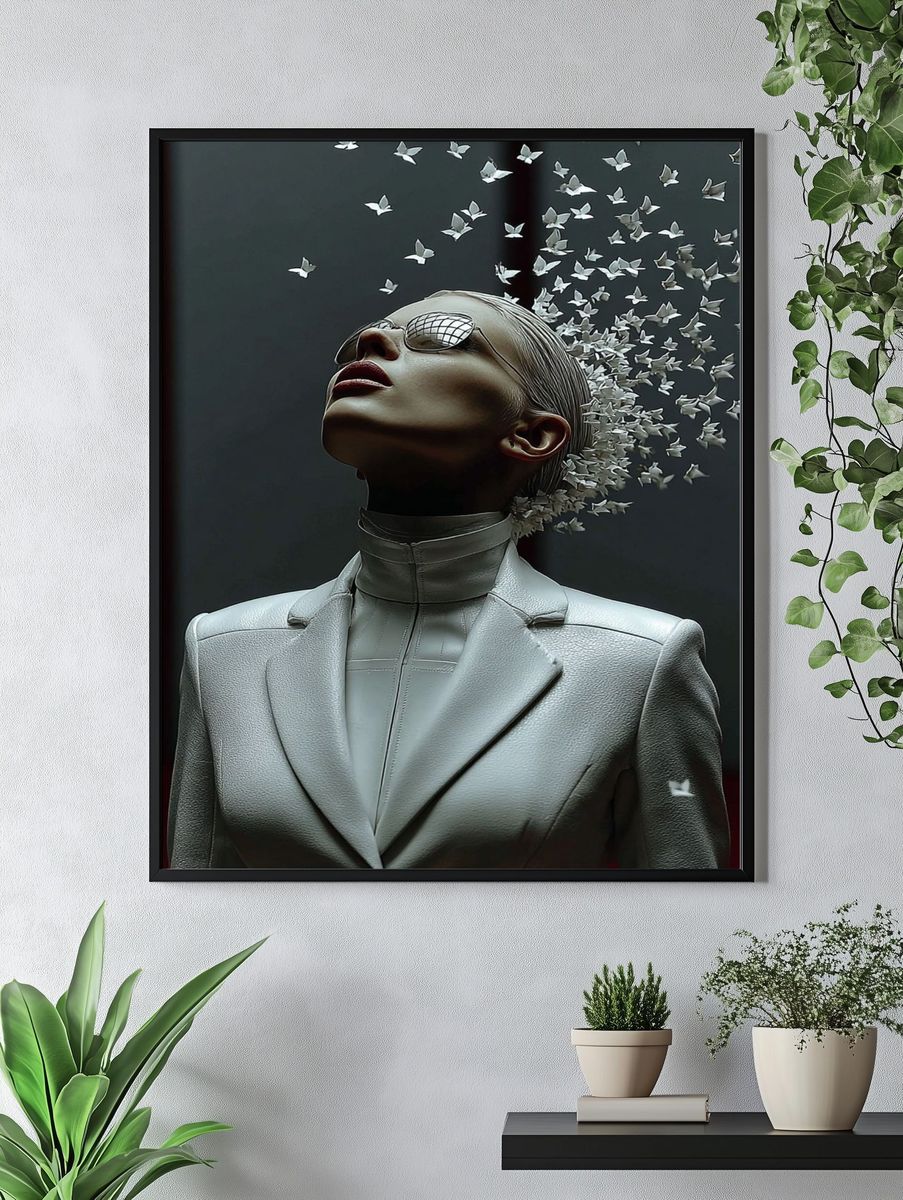 Ethereal Woman with Butterflies — Fine Art Print. — room view 4
