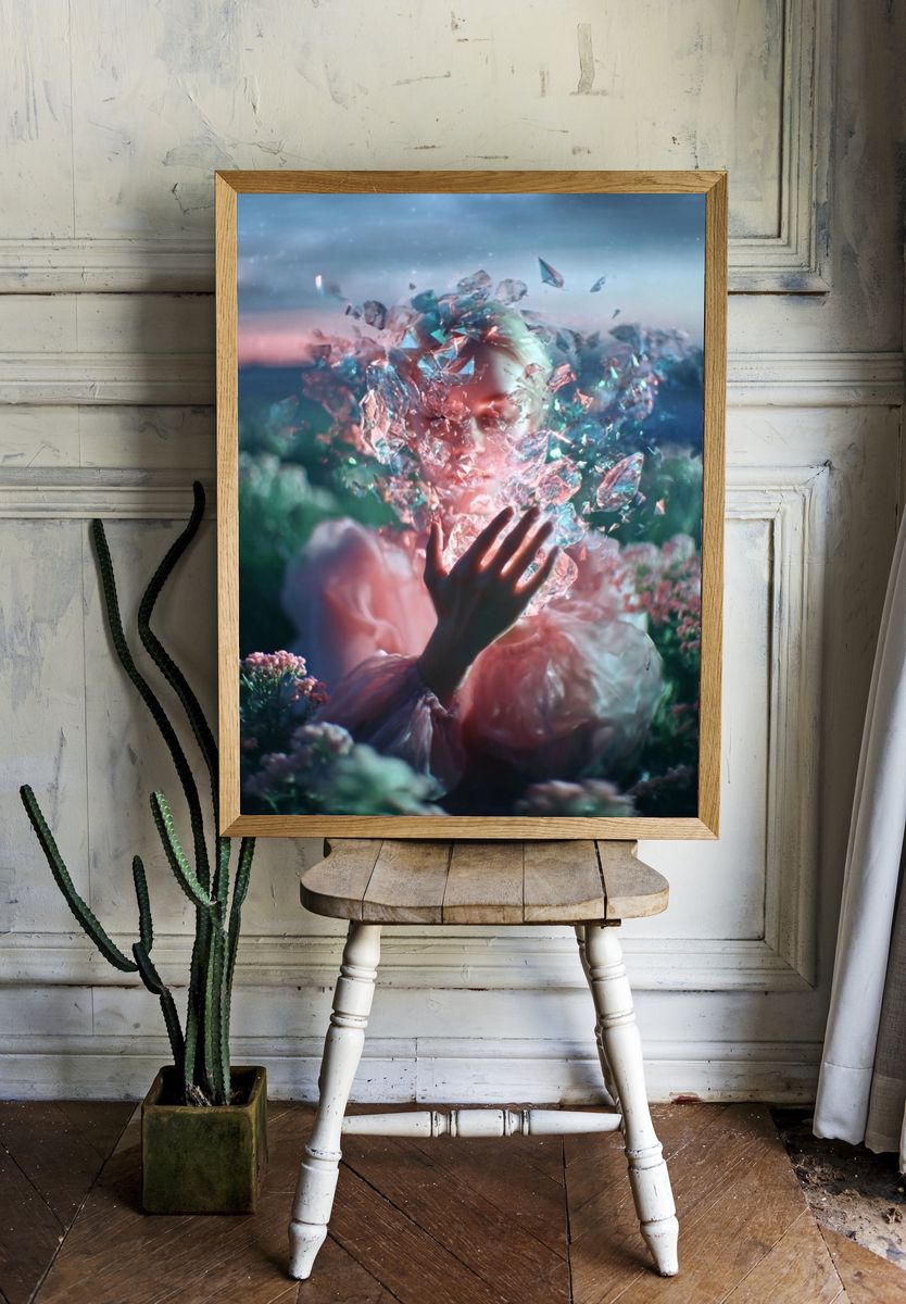 Ethereal Woman with Crystals — Fine Art Print. — room view 1