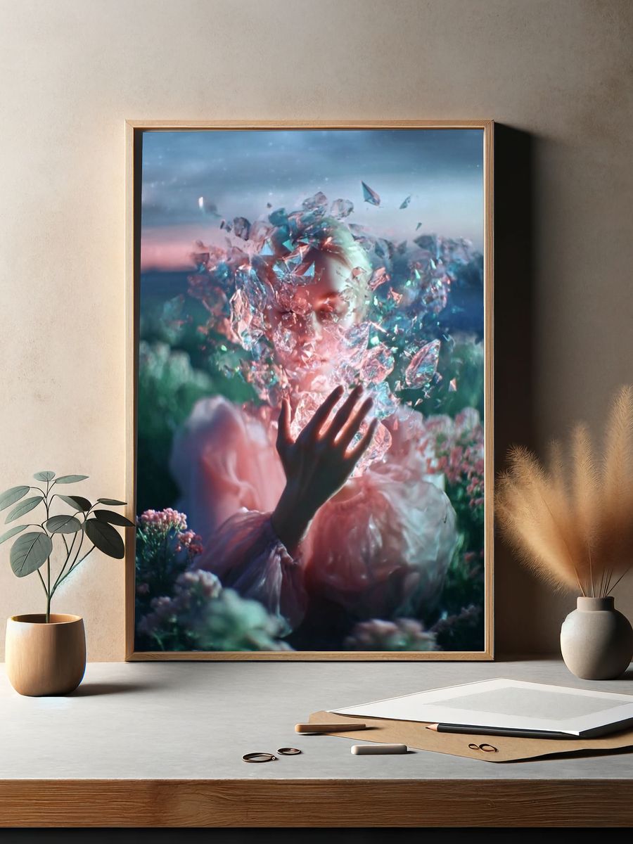 Ethereal Woman with Crystals — Fine Art Print. — room view 2