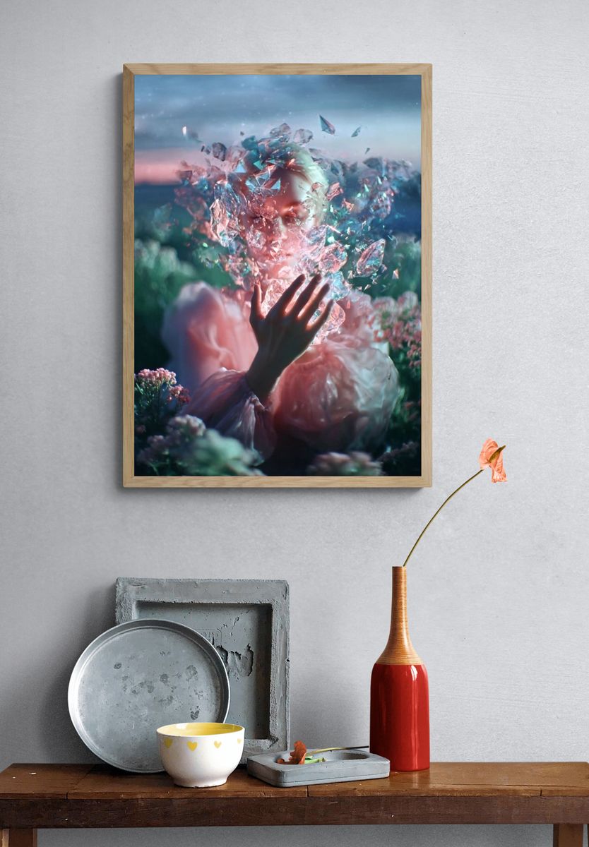 Ethereal Woman with Crystals — Fine Art Print. — room view 3