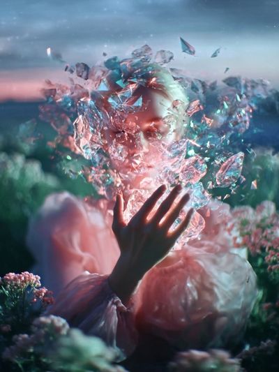 Ethereal Woman with Crystals — Fine Art Print. poster print