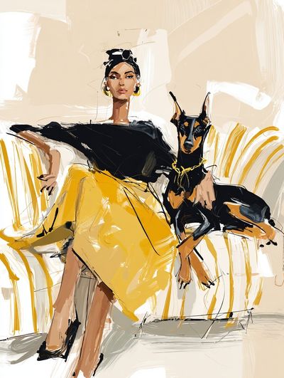 Elegant Woman with Doberman