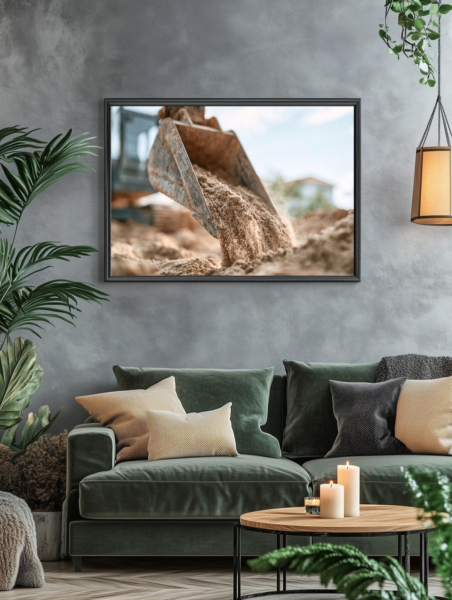 Excavator Bucket Earthmoving Photography Poster. — room view 4