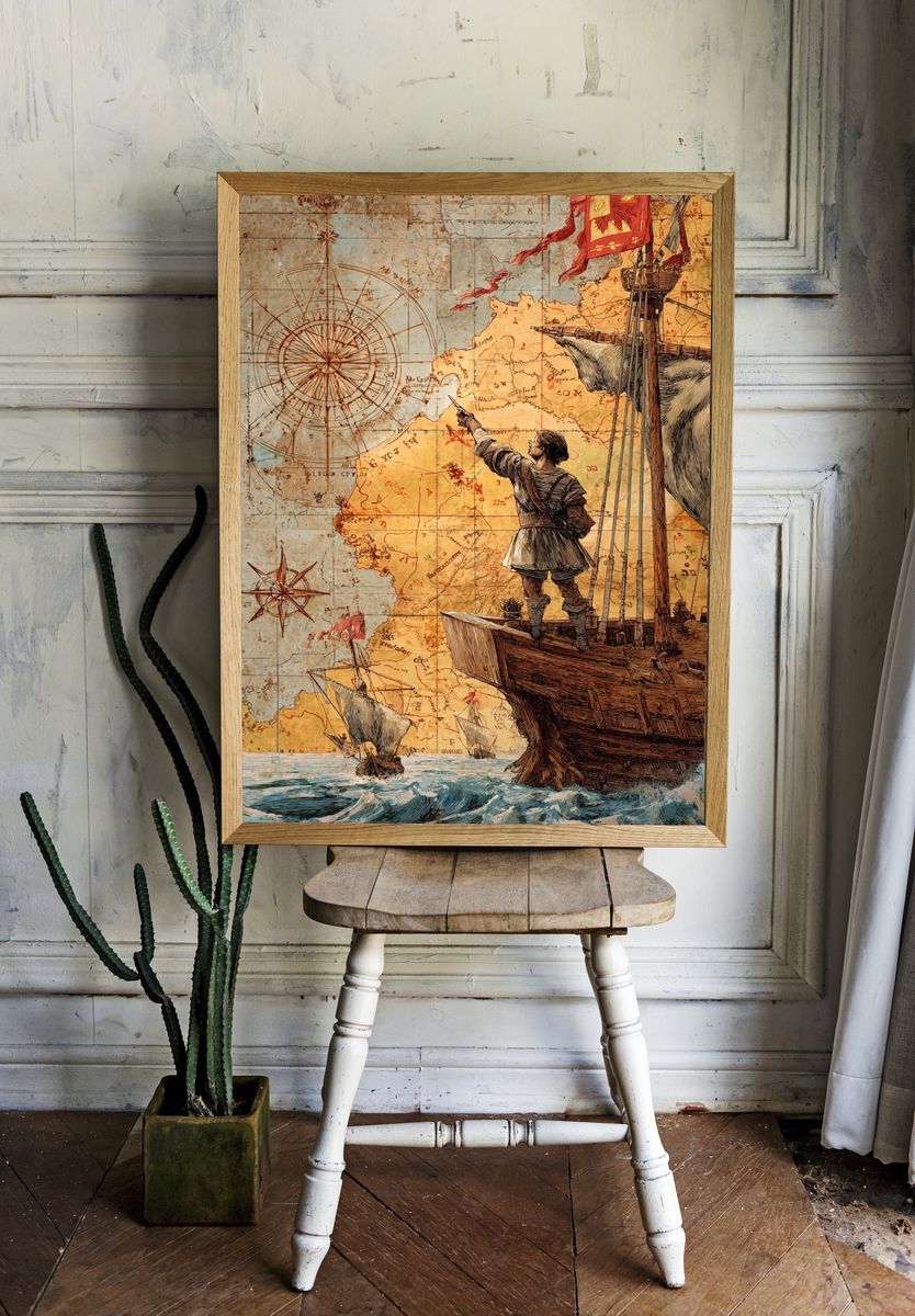 Explorer on Ship — Vintage Print room preview