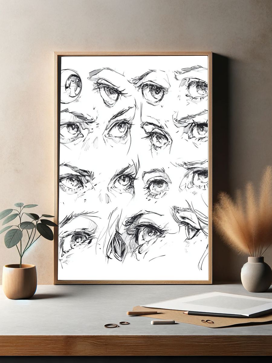 Expressive Eyes Sketch Poster. — room view 2