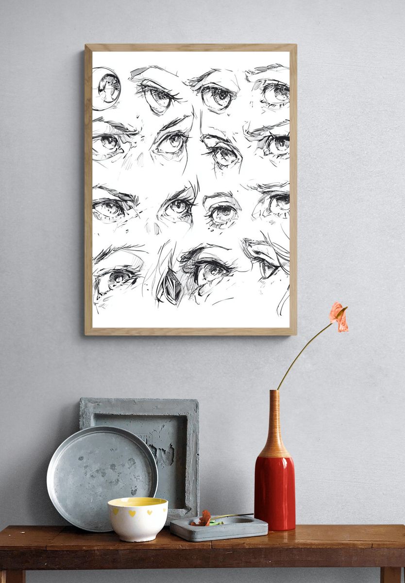 Expressive Eyes Sketch Poster. — room view 3