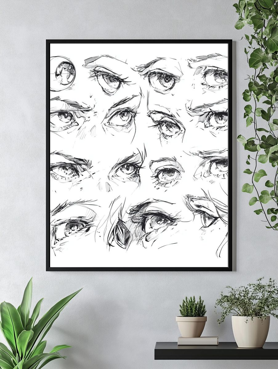Expressive Eyes Sketch Poster. — room view 4