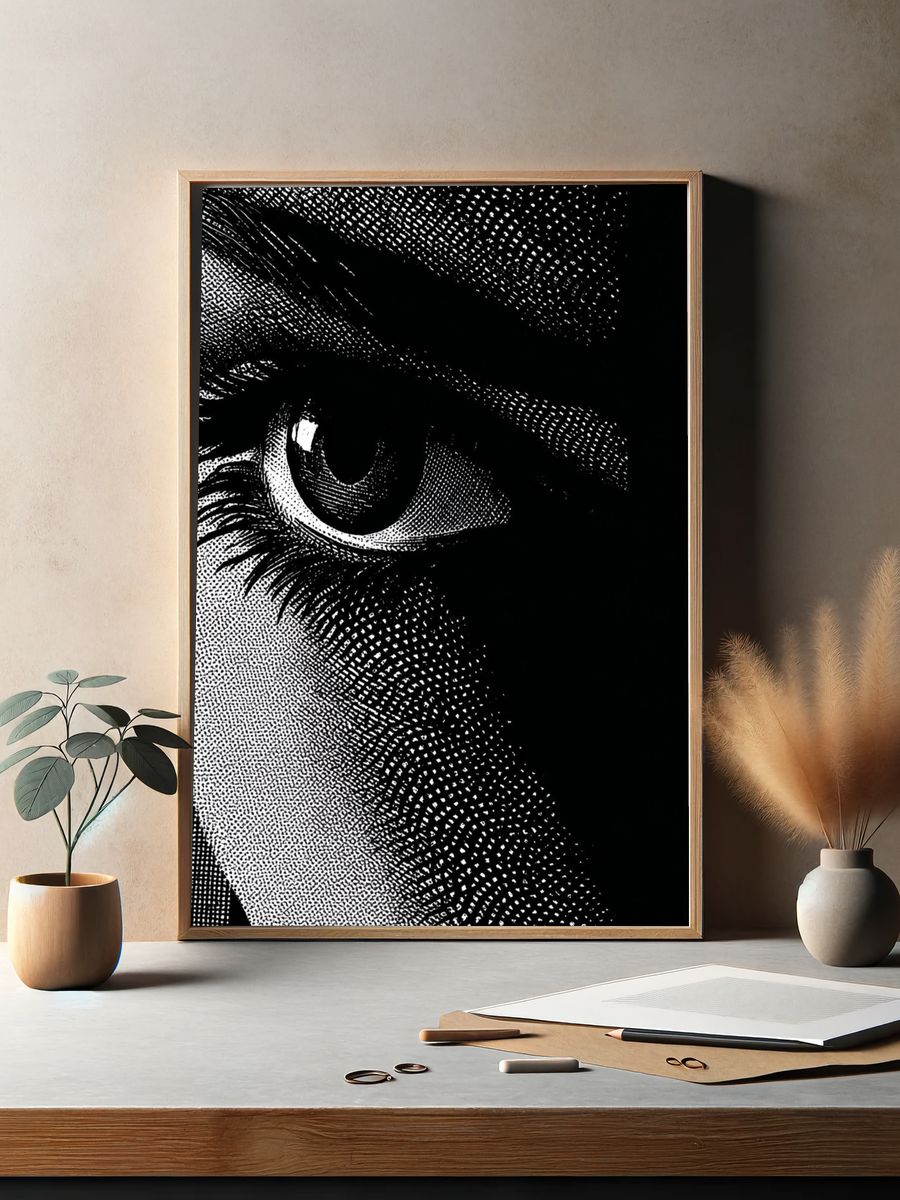 Intriguing Eye — Black-White Print. — room view 2