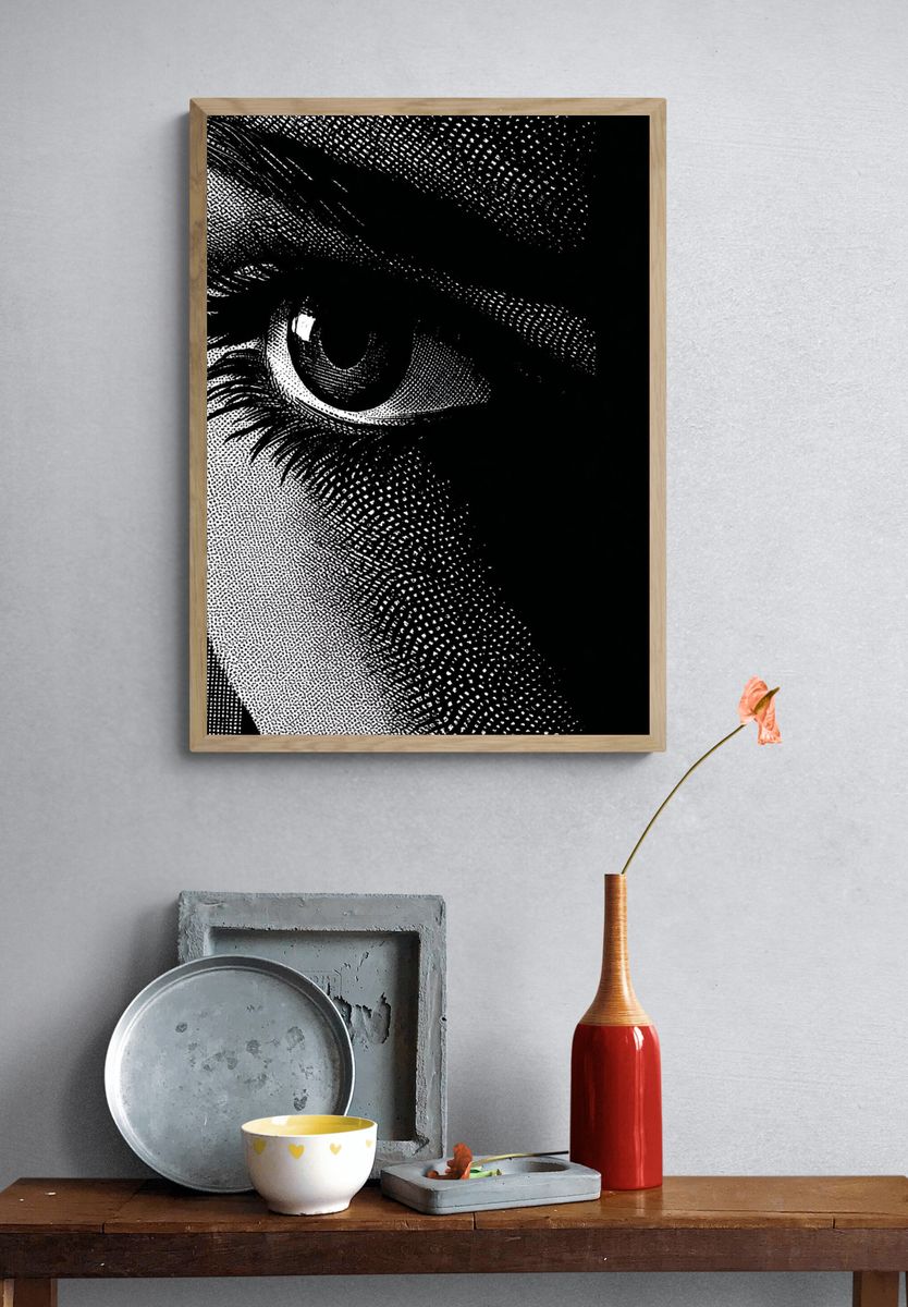 Intriguing Eye — Black-White Print. — room view 3