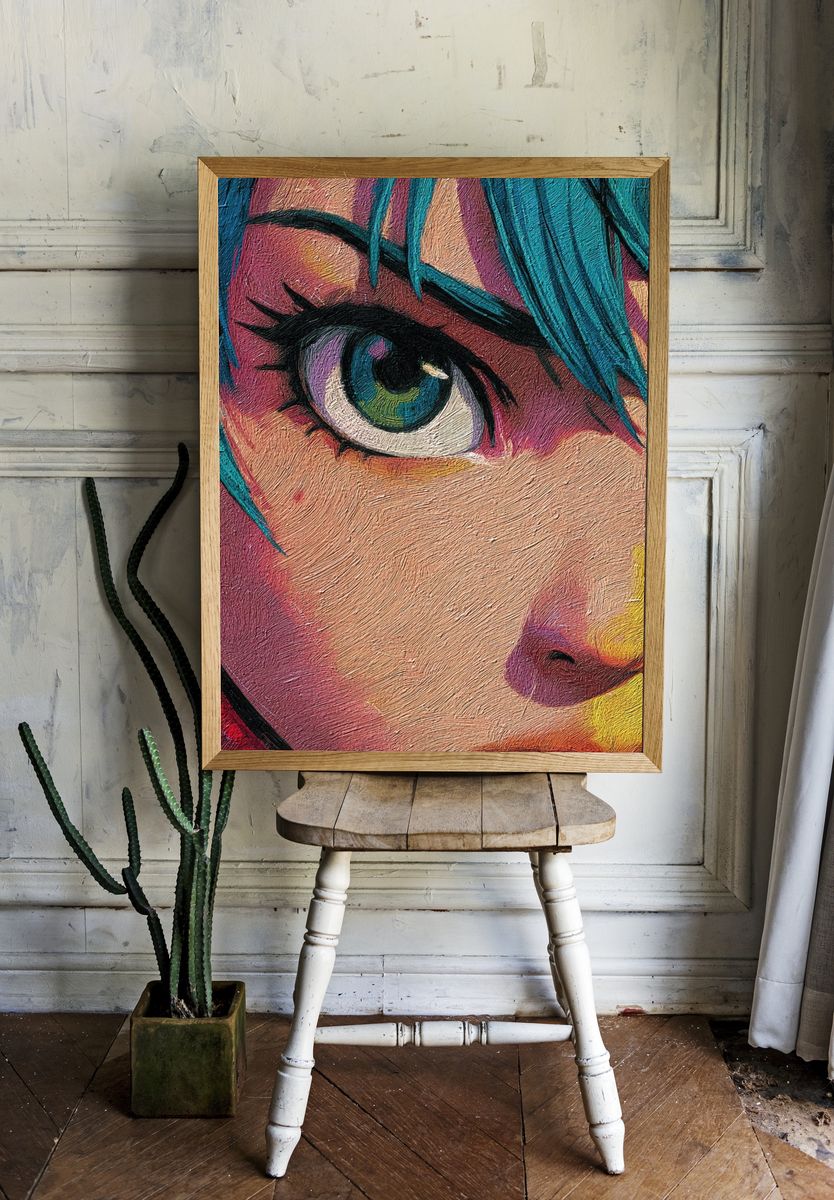 Vibrant Eye Portrait — Digital Art Print. — room view 1