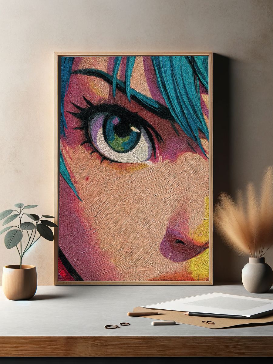 Vibrant Eye Portrait — Digital Art Print. — room view 2
