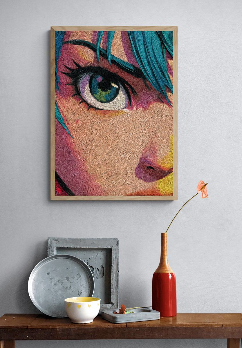 Vibrant Eye Portrait — Digital Art Print. — room view 3