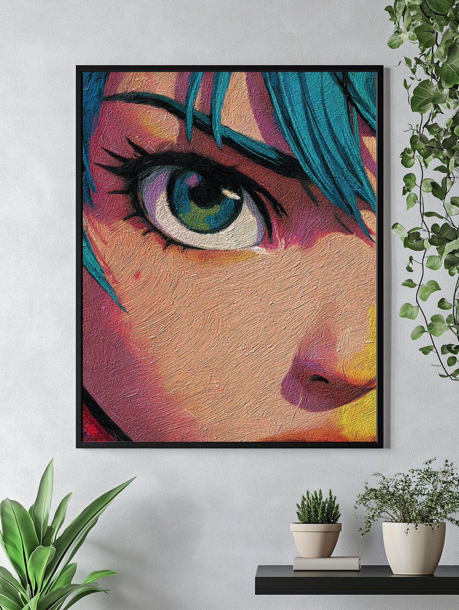 Vibrant Eye Portrait — Digital Art Print. — room view 4