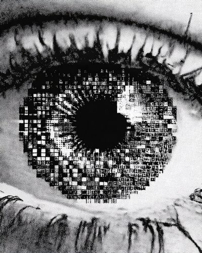 Pixelated Eye Black-White Poster. poster print