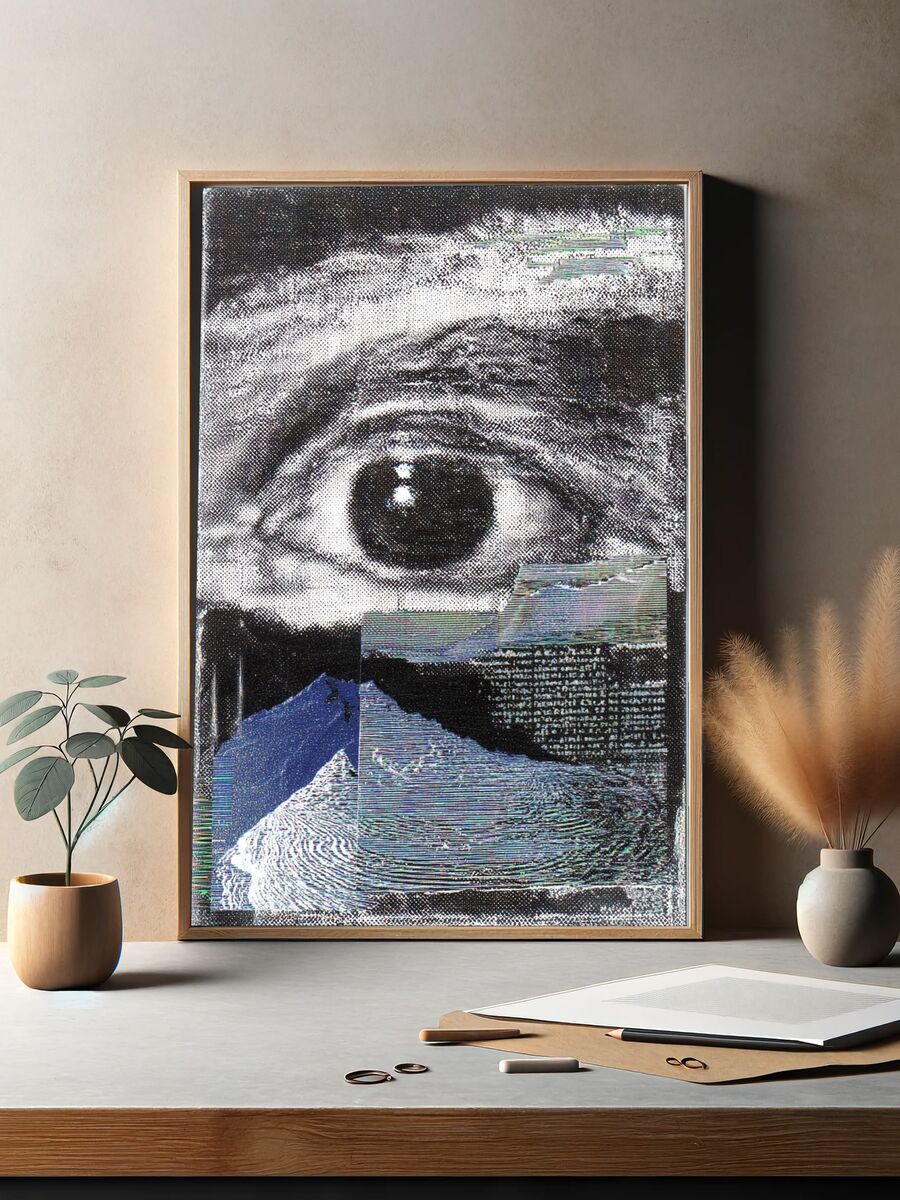 Eye and Mountain — Surrealism Print. — room view 2