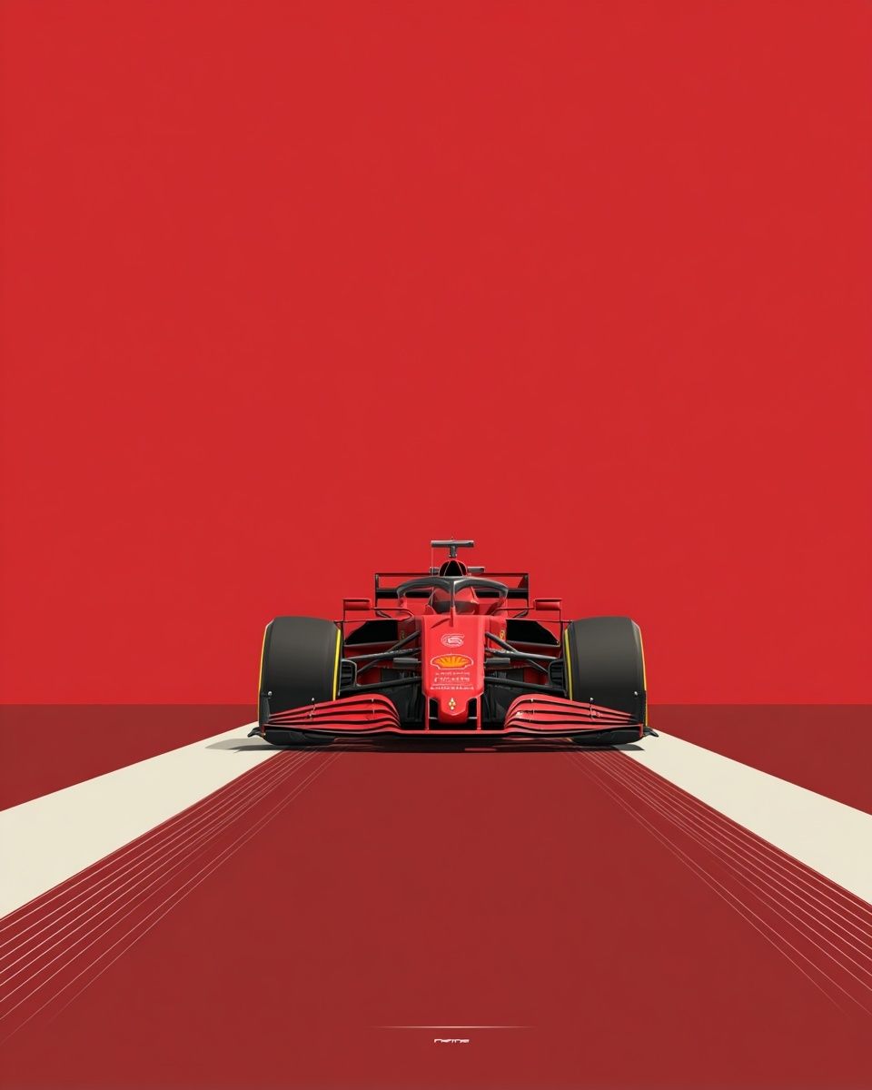 Ferrari F1 Car — Minimalist Print. poster — fine-art art