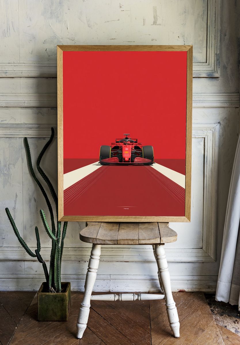 Ferrari F1 Car — Minimalist Print. — room view 1