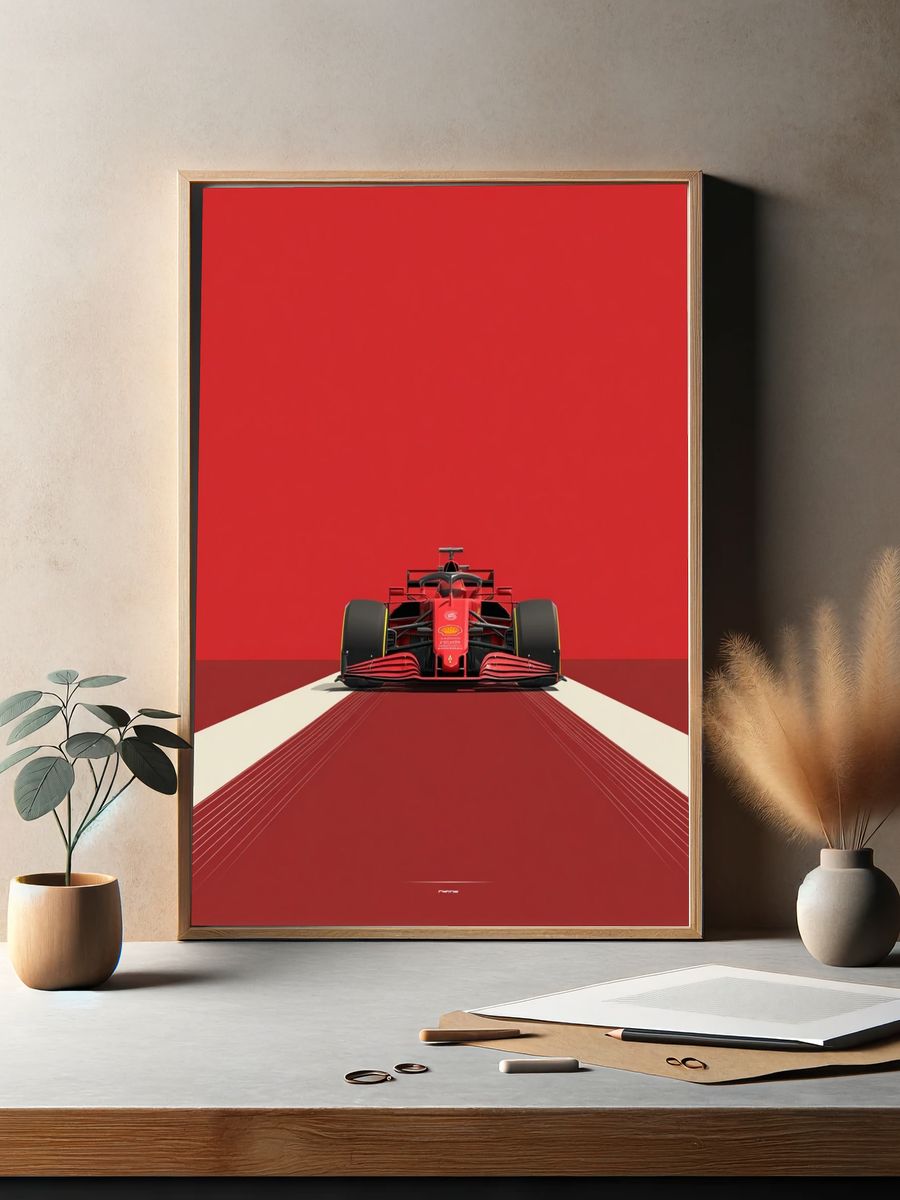 Ferrari F1 Car — Minimalist Print. — room view 2